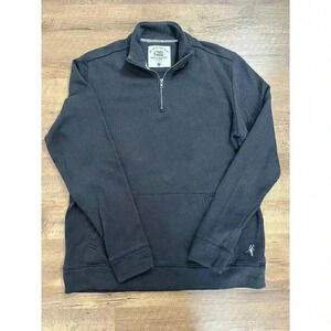 Toes On The Nose Men's Sweater Quarter Zip Pullover Black Ribbed L Surf